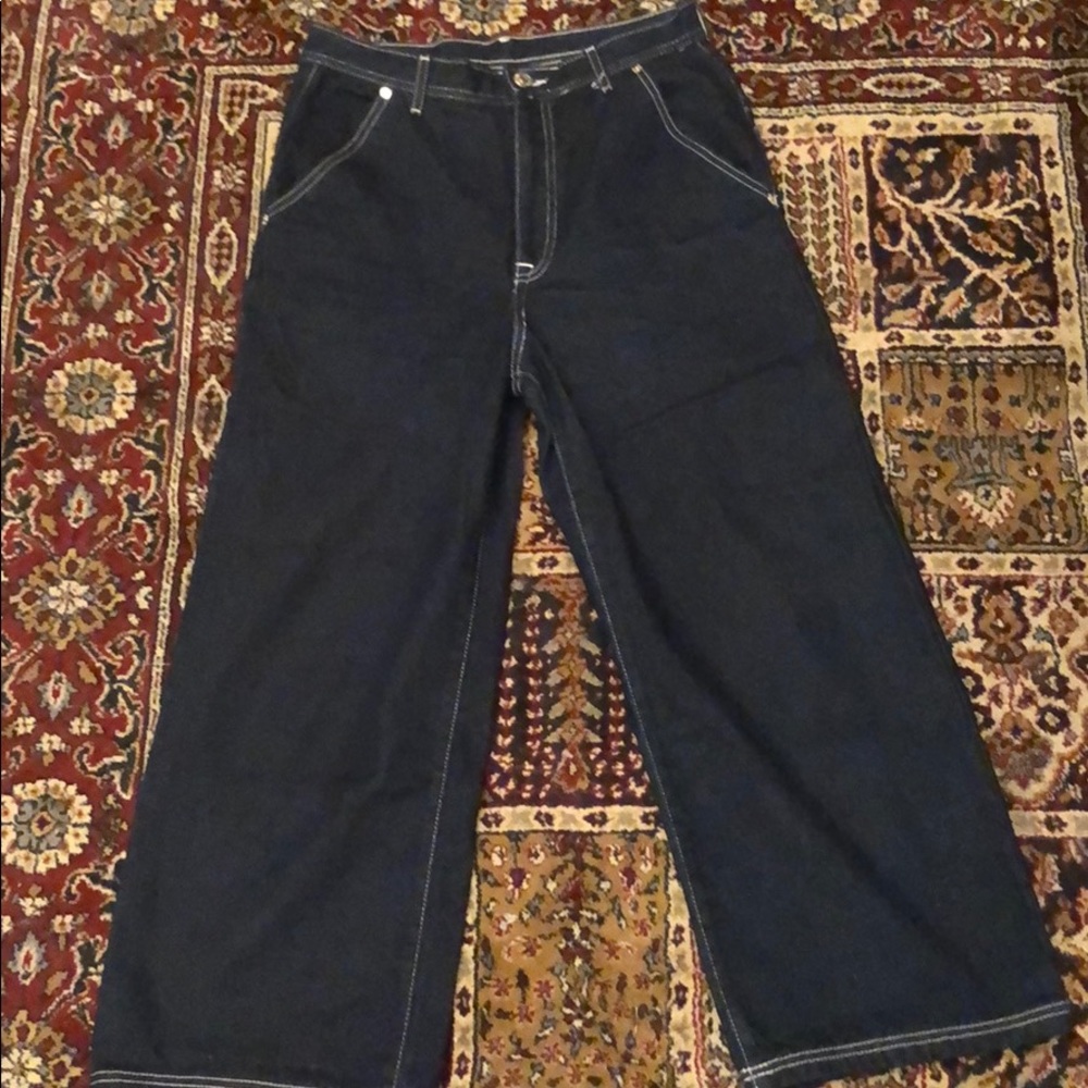 High Rise Cropped Wide Leg Skater Jeans 29